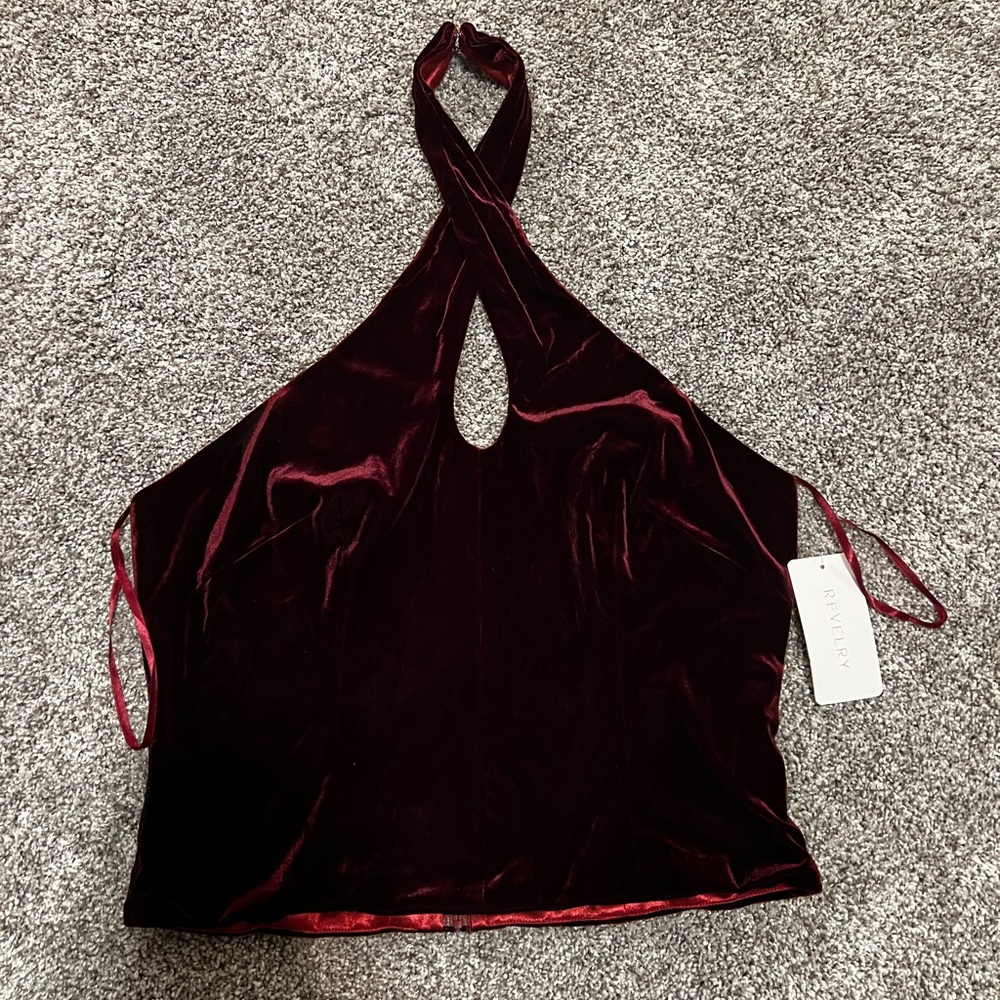 Revelry Size Large Burgundy Sydney Velvet Top
